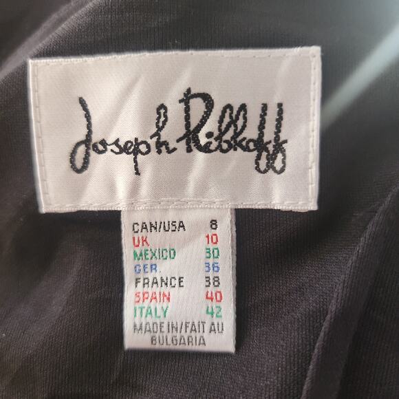 Joseph Ribkoff Black Gold Stretch Body-Con Sleeveless Knee Length Dress Size 8 - Picture 7 of 8